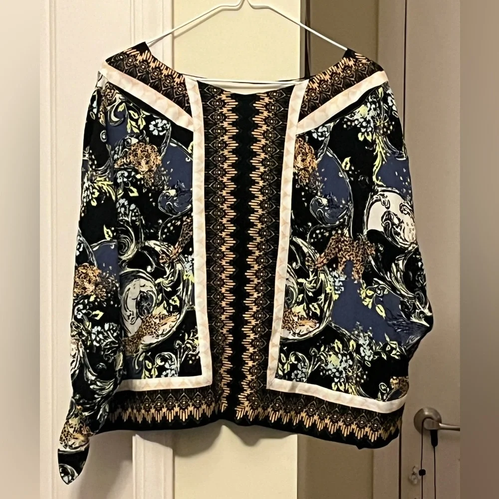 Free People Animal Patterned Long Sleeve Button Up Blouse - Picture 3 of 4